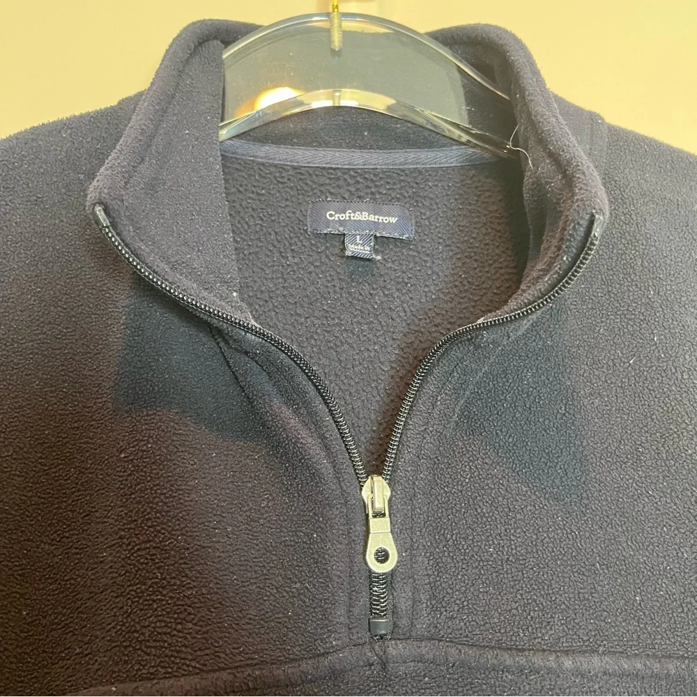 Croft & Barrow Men's Dark Navy Blue Quarter Zip Pullover Sweater Size L
